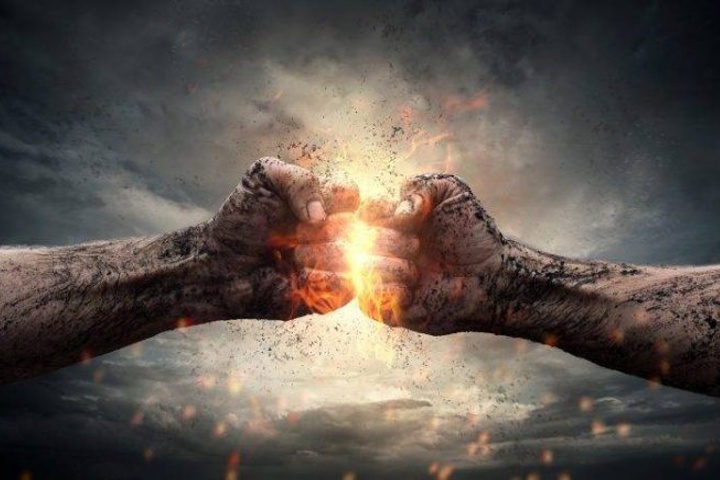 Fighting fists fire digital art hand AnteAr